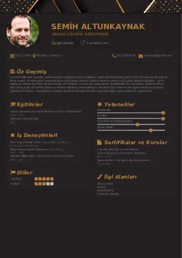 Beden Eğitimi Öğretmeni CV Örnekleri cv indir